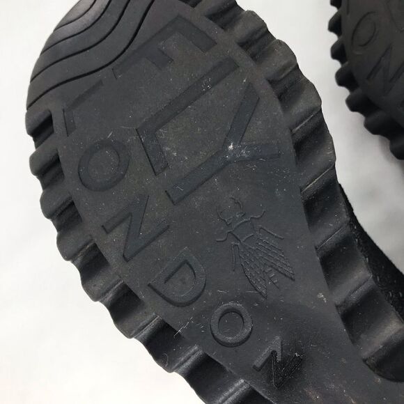 Fly London Yama Gold Metallic Ruched Leather Slingback Lace Up Chunky Wedges - Picture 12 of 12